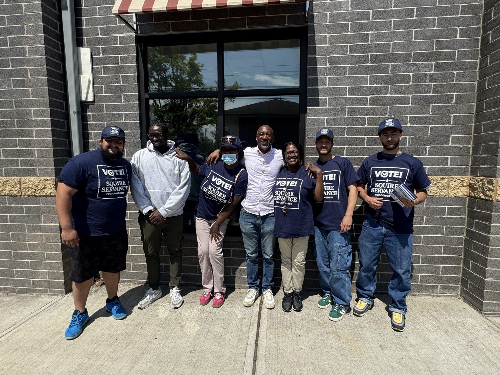 Canvassing crew gathered outside a campaign field office